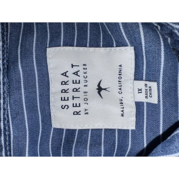 Serra Retreat Women's Size XL Blouse Top  Long Sleeve High Low Button Front Blue - Picture 6 of 7